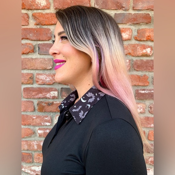 RETROLICIOUS 2xl bats collar tunic top Halloween goth witchy - Picture 2 of 12